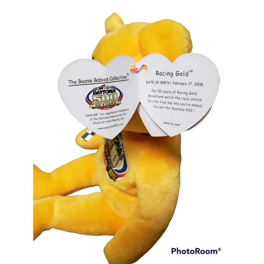 TY Daytona 500 • Nascar • 50th Anniversary Racing Gold Beanie Baby